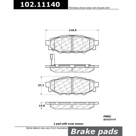 CENTRIC PARTS CTEK Brake Pads, 102.11140 102.11140